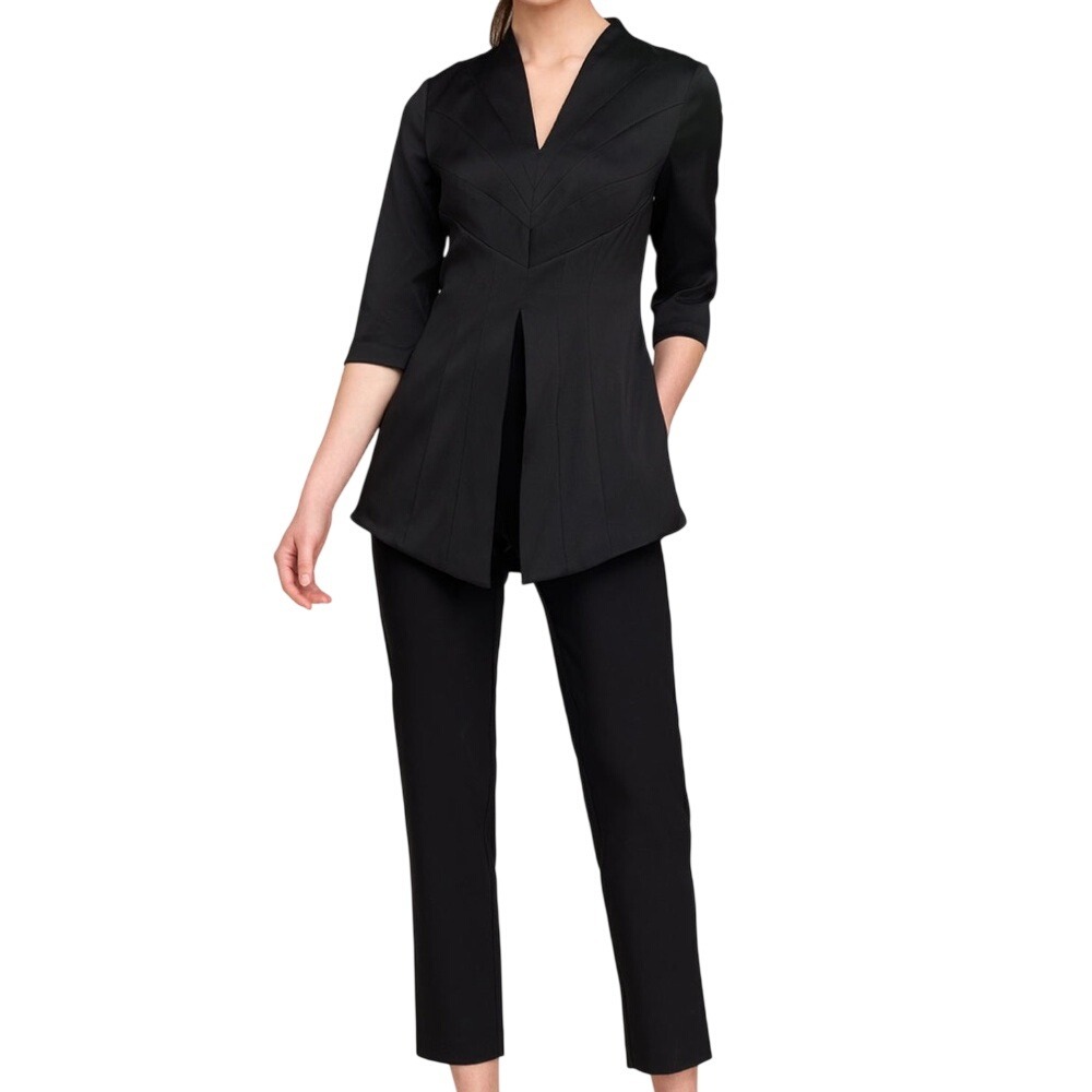 Kay Unger Hannah Walk Through Black Formal Jumpsuit Dress NWT Size 6